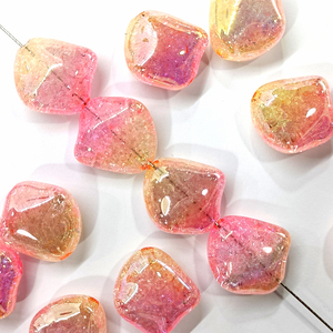 100 adet pembe degrade patlama çatlak düzensiz taş şekli akrilik 20mm boncuk dikey delik DIY telefon zinciri anahtarlık boncuk kalem - Product Image 2