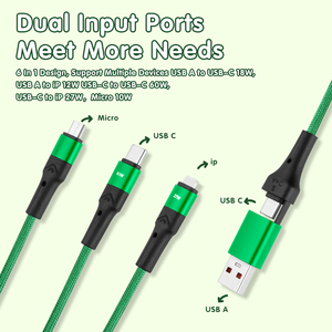 心形植物球仙人掌3A 60w快速充电电缆多USB C型端口6合1数据线 - Product Image 3