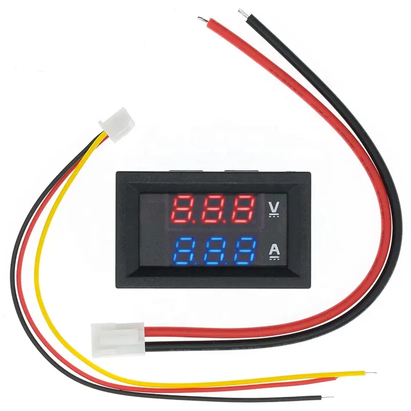 Voltímetro amperímetro digital 0-100v, 10a, visor duplo, detector de tensão, medidor de corrente, painel amp; voltímetro, 0.28 ", vermelho, azul e led