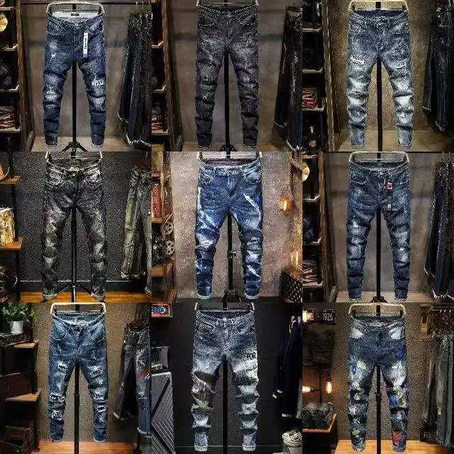 2023 Customized wholesale men's jeans trousers slim fit jeans design men's straight jeans