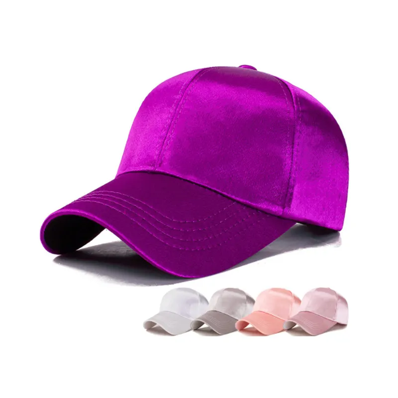 หมวกเบสบอลผ้าซาตินมี6แผงหมวกฤดูร้อนสำหรับผู้หญิงผู้ชาย