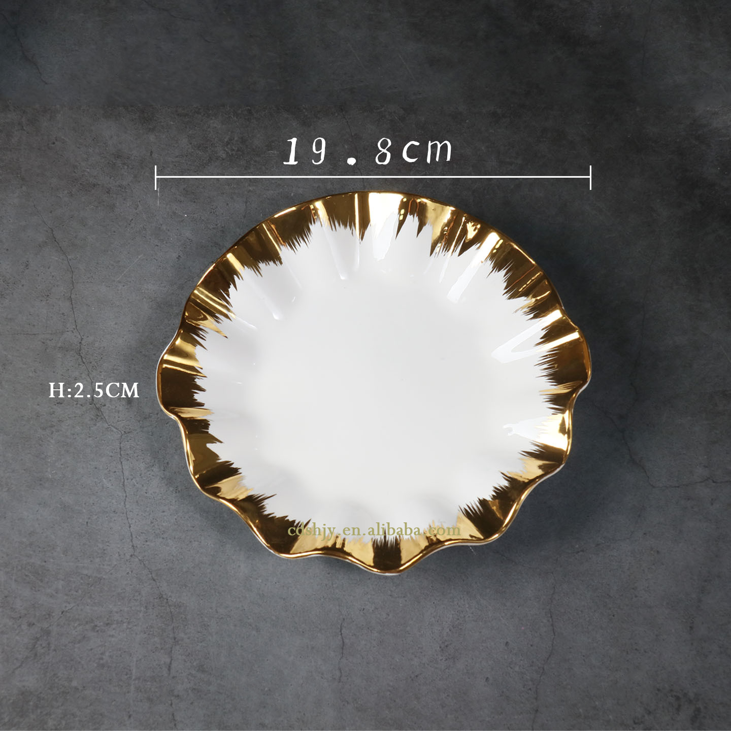 Gold-plated edge 8inch lotus leaf plate