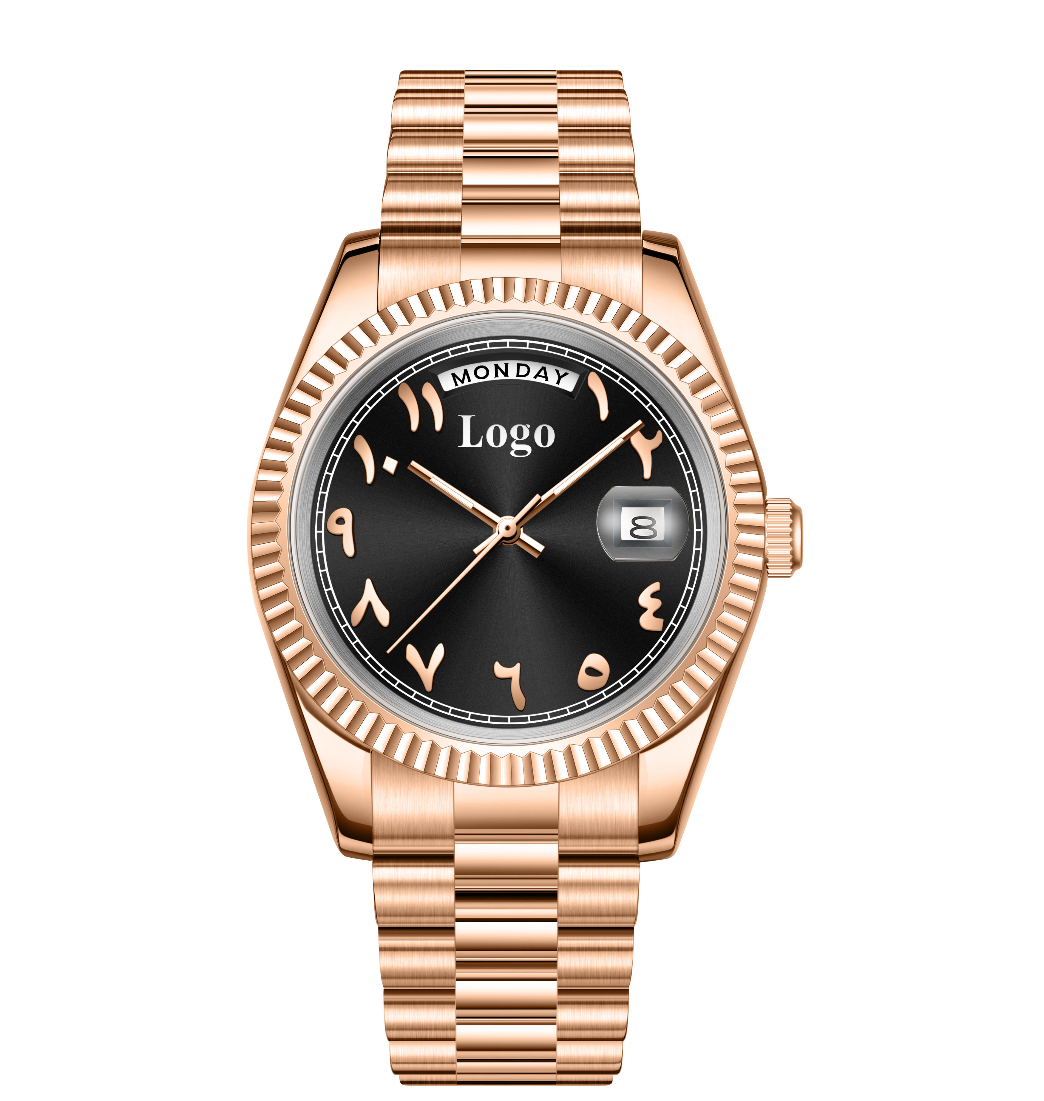 Rose gold black dial