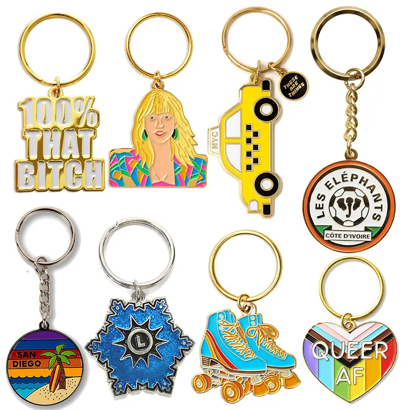 2023 Free Design Custom Your Own Logo 2D 3D Key Chain Gold Plated Hard Soft Enamel Die Cut Letter Zinc Alloy Metal Keychain