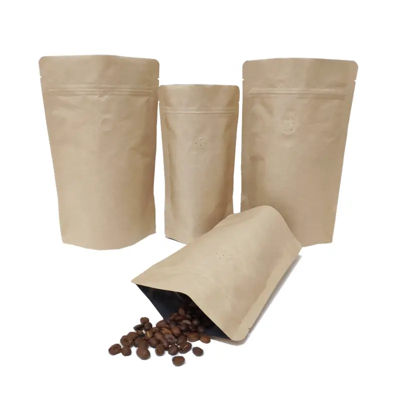 Monsters Beschikbaar 250G 500G 1Kg 3Kg 5Kg Stand Up Koffie Verpakking Zakjes Aluminiumfolie Kraft papier Zaad Zakken Met Klep