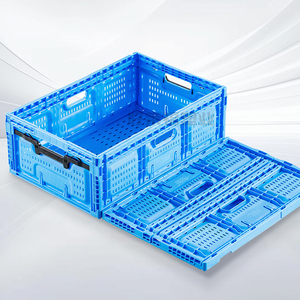 Contenedor plegable de PP de grado alimenticio, cajas móviles apilables de malla ventilada para almacén de frutas y verduras - Product Image 1