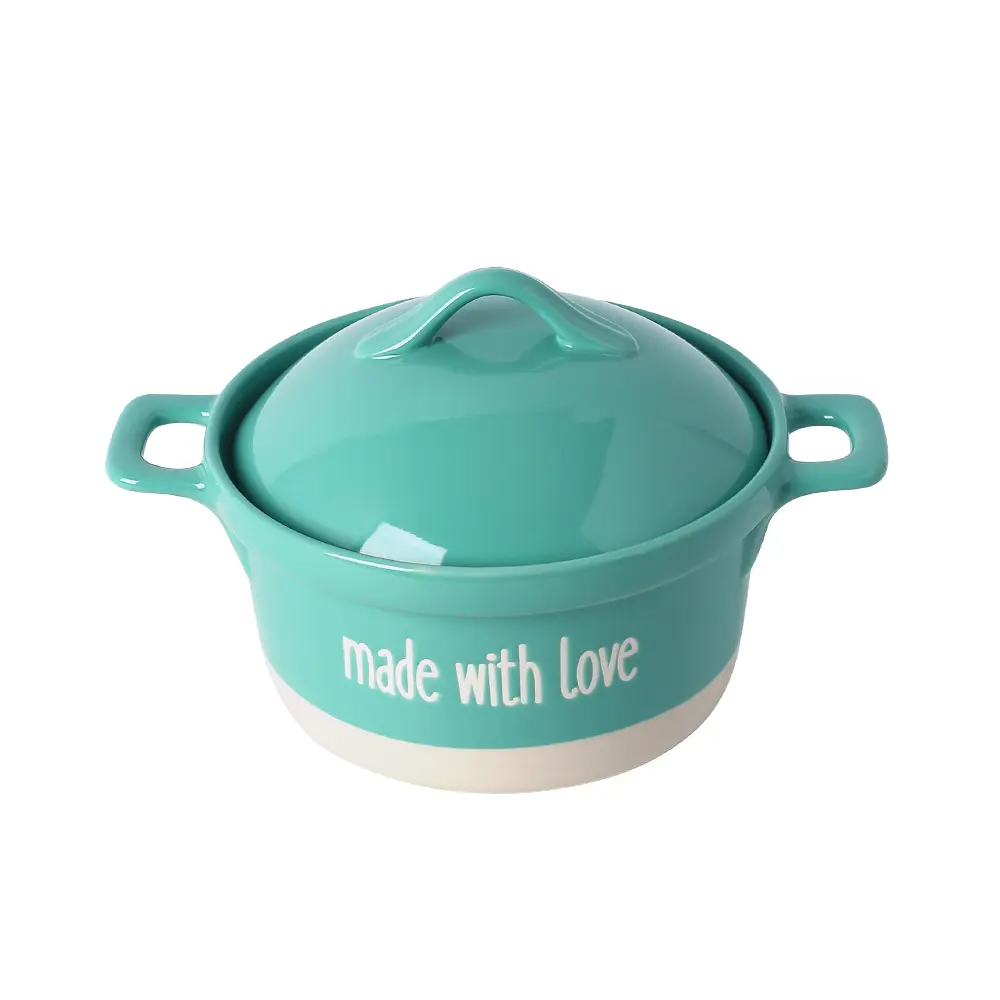 Factory Directly Custom Color 28cm Large Restaurant Porcelain Casseroles Non stick Cookware Soup Pot with Handle Ceramic Cooking