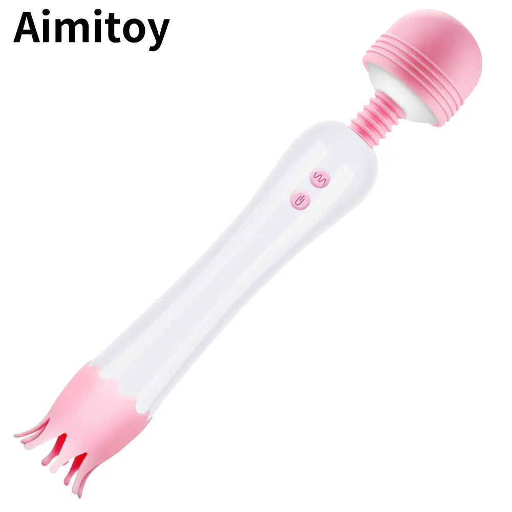 Aimitoy femmina 12 modalità lingua leccare giocattoli del sesso USB ricaricabile bacchetta del corpo massaggiatore vibratori vibratore adulto bacchetta del sesso