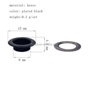 Brass <strong>Eyelets</strong> Plated <strong>Black</strong> for Leather to the Fabric 15 mm Diameter 9 mm Internal Diameter Metal Grommets