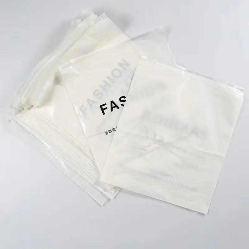 PE fond blanc Transparent Composite zip sac en plastique antidérapant résistant à l'usure