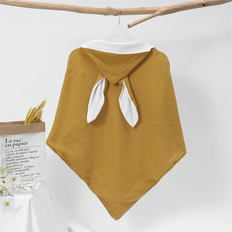 Asciugamano per bebè con cappuccio in mussola di cotone organico per bambini Baby Boy Girl Shower Gift Poncho in spugna con cappuccio