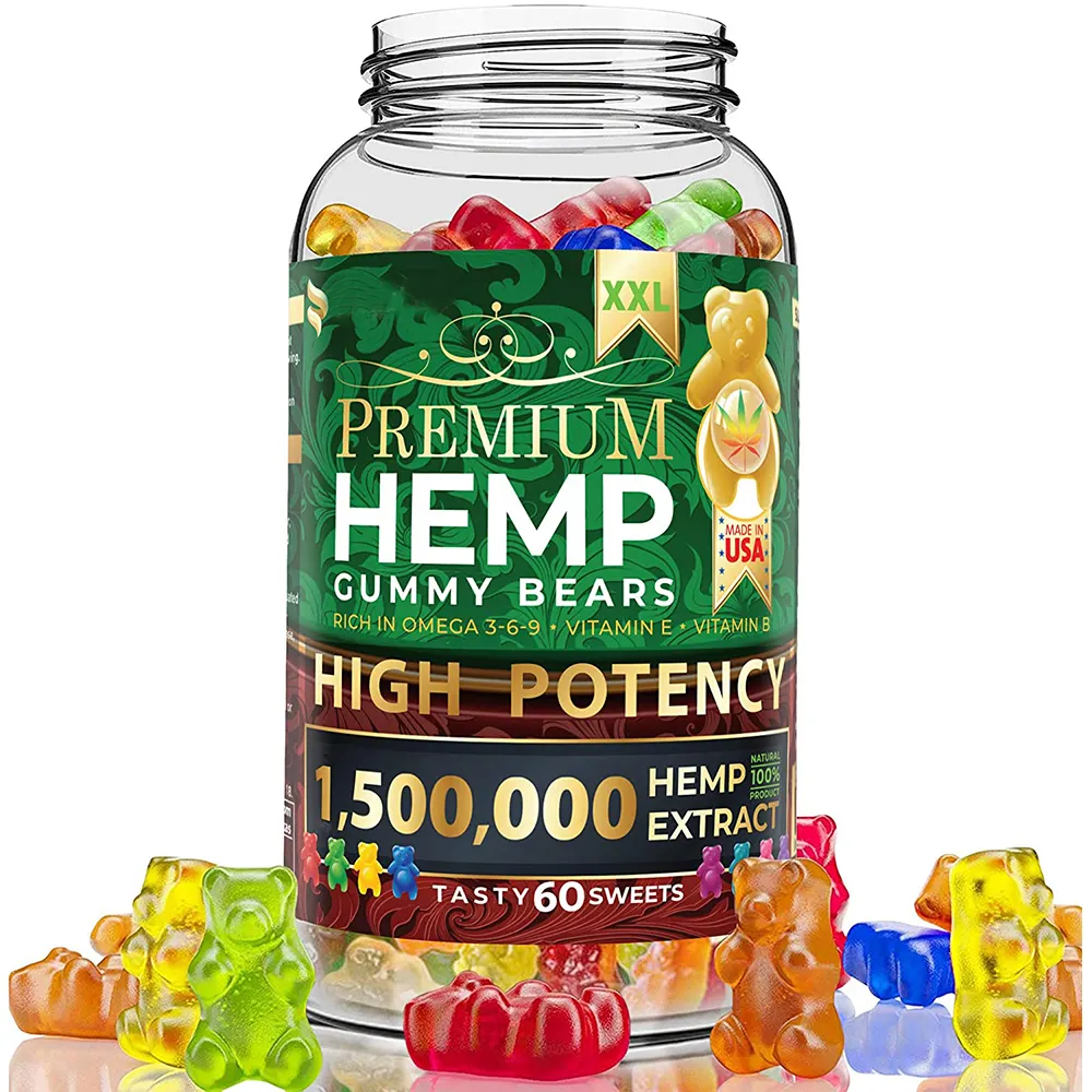 Hemp Gummies 1,500,000 XXL high Potency Fruity Gummy Bear with Hemp Oil Natural Hemp Candy Supplements