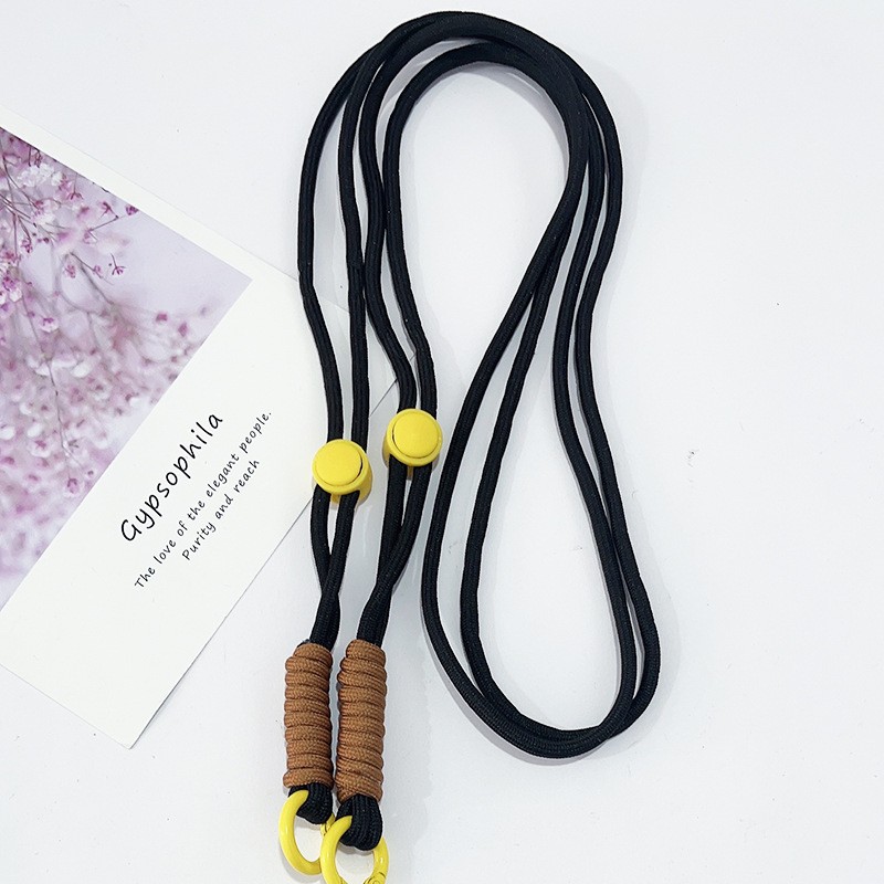 Corde longue réglable-corde noire-noeud marron
