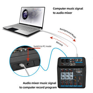 OEM U4 профессиональный компьютерный мини-USB Цифровой аудио микшер 4-канальный контроллер/аудио консоль микшер - Product Image 6