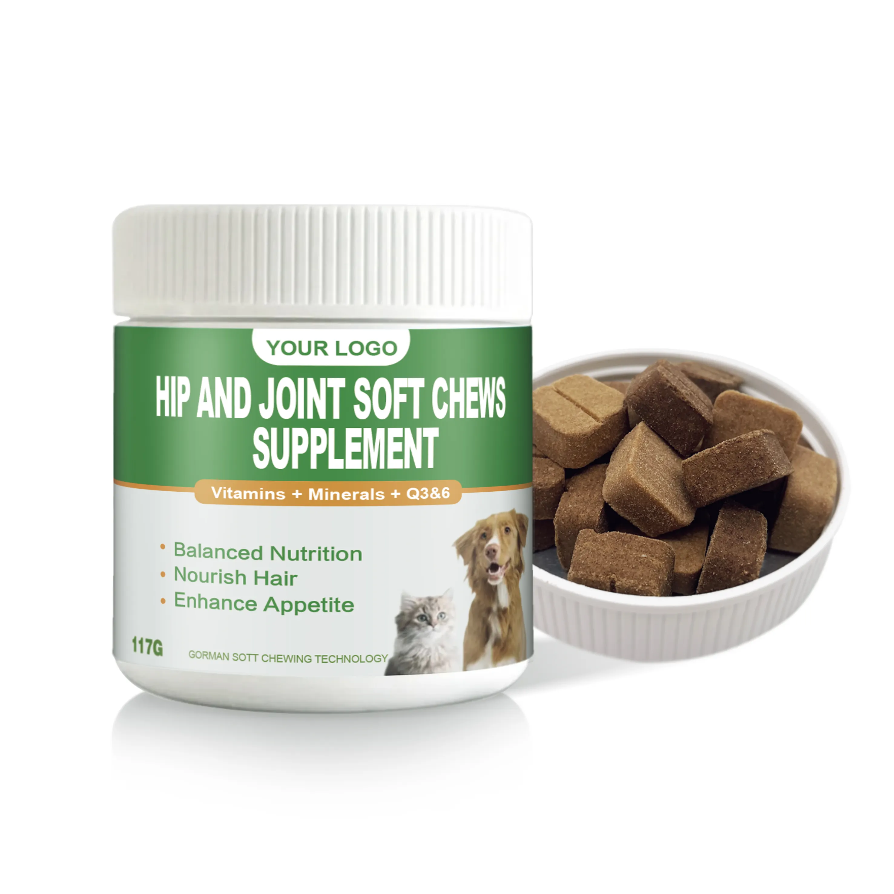 Private Label Haustier Vitamin Hüfte und Gelenk Soft Chews Supplement für Hund
