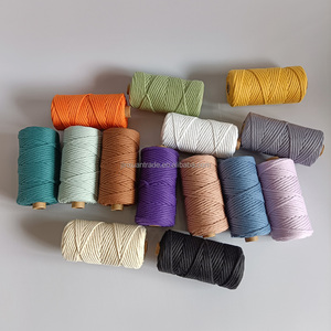 Cuerda de macramé para manualidades, hilo de algodón reciclado de un solo Color, 4mm - Product Image 1