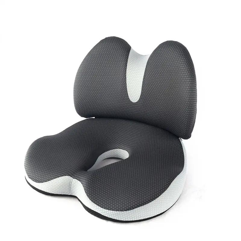 Juego de cojín de asiento y almohada de soporte lumbar para silla de oficina, cojín de espuma viscoelástica para asiento de coche con funda lavable, almohada de soporte trasero