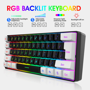 X823 Juego de 61 teclas con cable Mini Rgb Teclado luminoso Sensación mecánica de la mano Oficina de negocios Teclado de computadora pequeño portátil