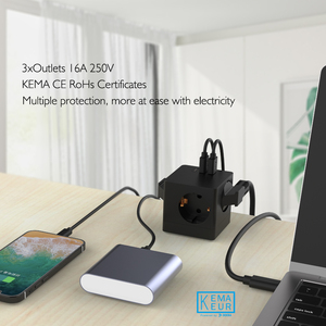 kEMA CE证书16A电源立方体USB多插座220v-250v，带3USB C型充电器 (17W) 台式扩展插座 - Product Image 5