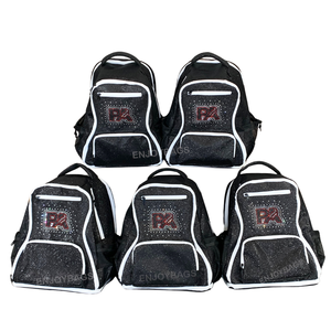 Lấp lánh cổ vũ Ba lô cho tuổi khác nhau cô gái Cổ Vũ và khiêu vũ Ba lô màu đen cheerlead túi với Rhinestones Logo - Product Image 2