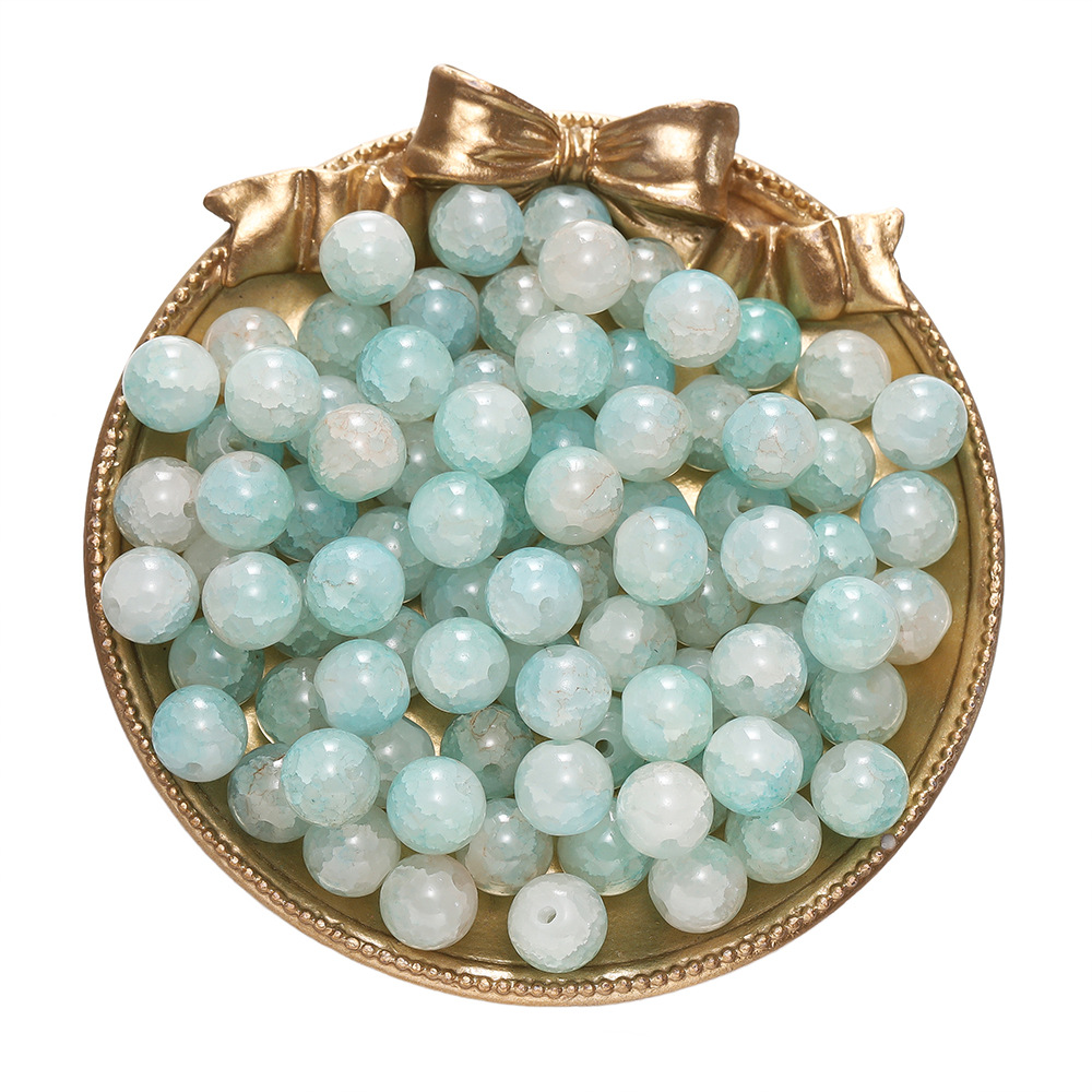 Perles de verre teintes à l'encre - vertes et bleues