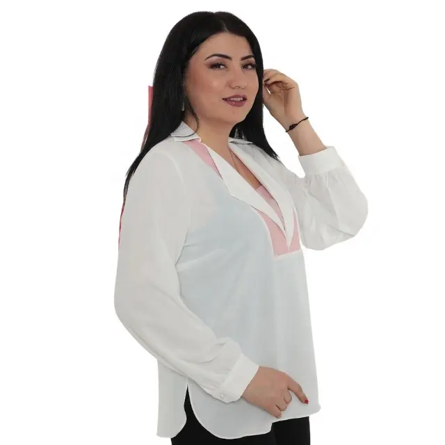 Precio al por mayor de talla grande ropa de mujer al por mayor fabricante de manga larga estilo de moda de alta calidad elegante camisa de mujer de oficina
