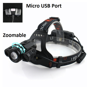 סופר בהיר עם זום 6000lm <span class=keywords><strong>LED</strong></span> ראש לפיד אור אלומיניום מנורה נטענת חזיתית לציד