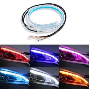 車のLEDランプ超薄型ライトガイドストリップデュアルカラーDRL35cm 45cm60cm長さデイタイムランニングライト