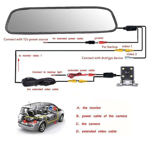 出厂价TFT 4.3屏幕汽车后视镜，用于倒车和停车 - Product Image 5