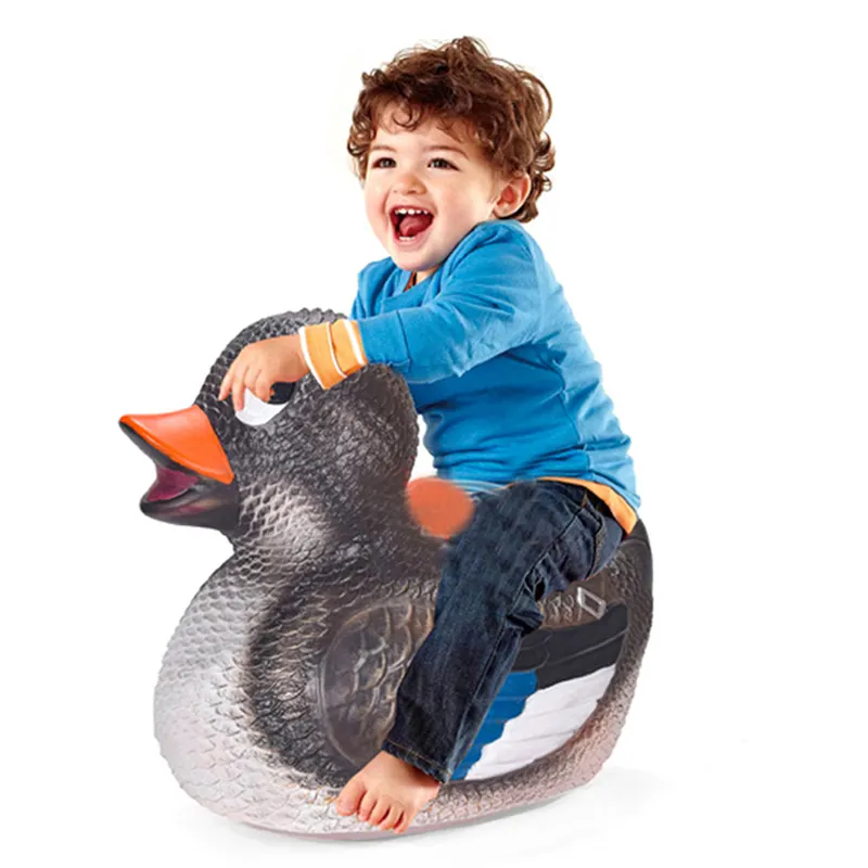 QS Popular tamaño grande niños gigante montar sillín pato juguete simulación sonido paseo en juguete pato Animal con IC
