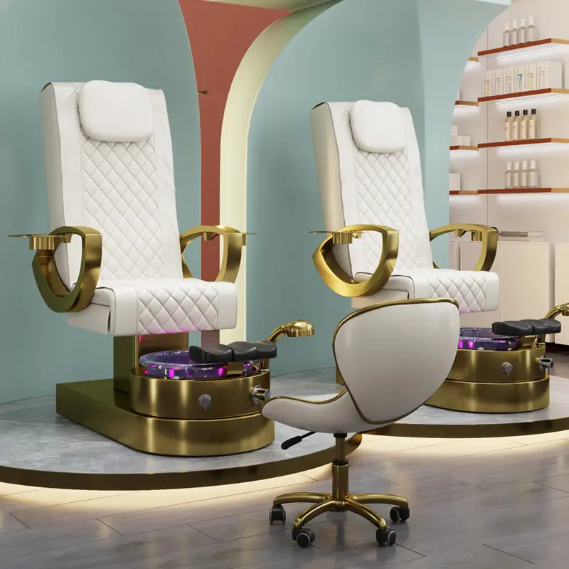 Silla de pedicura lujo 2023 moderno luxo assento cobre manicure massagem pé spa pedicure cadeira para nail tech salão de beleza
