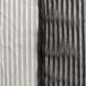 Tule listrado Raschel malha laço tecido com estiramento