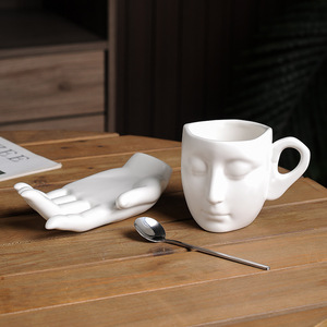 Creative Irregular Abstract <strong>Art</strong> Hand-held Face Shape Porcelain Coffee <strong>Cup</strong> 260ml Ceramic Coffee <strong>Cup</strong> and Saucer Sets - Product Image 2