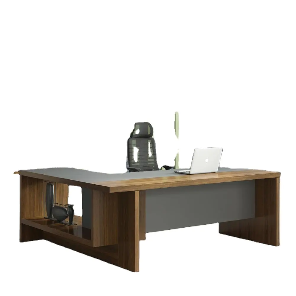 Escritorio de oficina de alta gama, muebles OEM, escritorio de oficina, mesa de escritorio ejecutiva para ordenador, forma de L