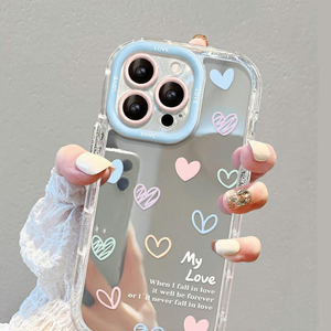 彩色爱心化妆镜TPU手机外壳适用于iPhone 16 15 14 Pro Max 16 Plus手机外壳 - Product Image 3