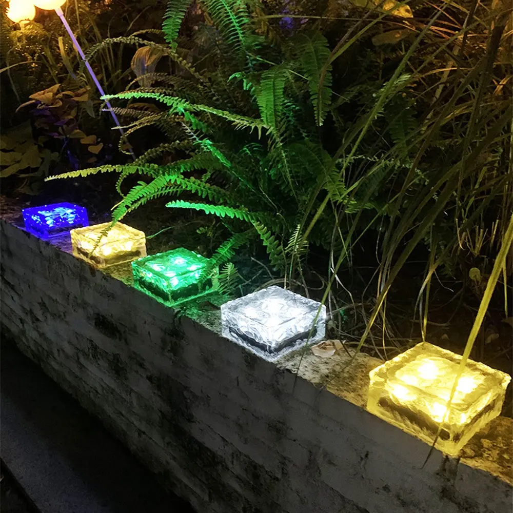 Lamplust-cubo de hielo Led para exteriores, moderno disco cuadrado, bloques exteriores, batería de iluminación, luz Solar para Sendero de paisaje