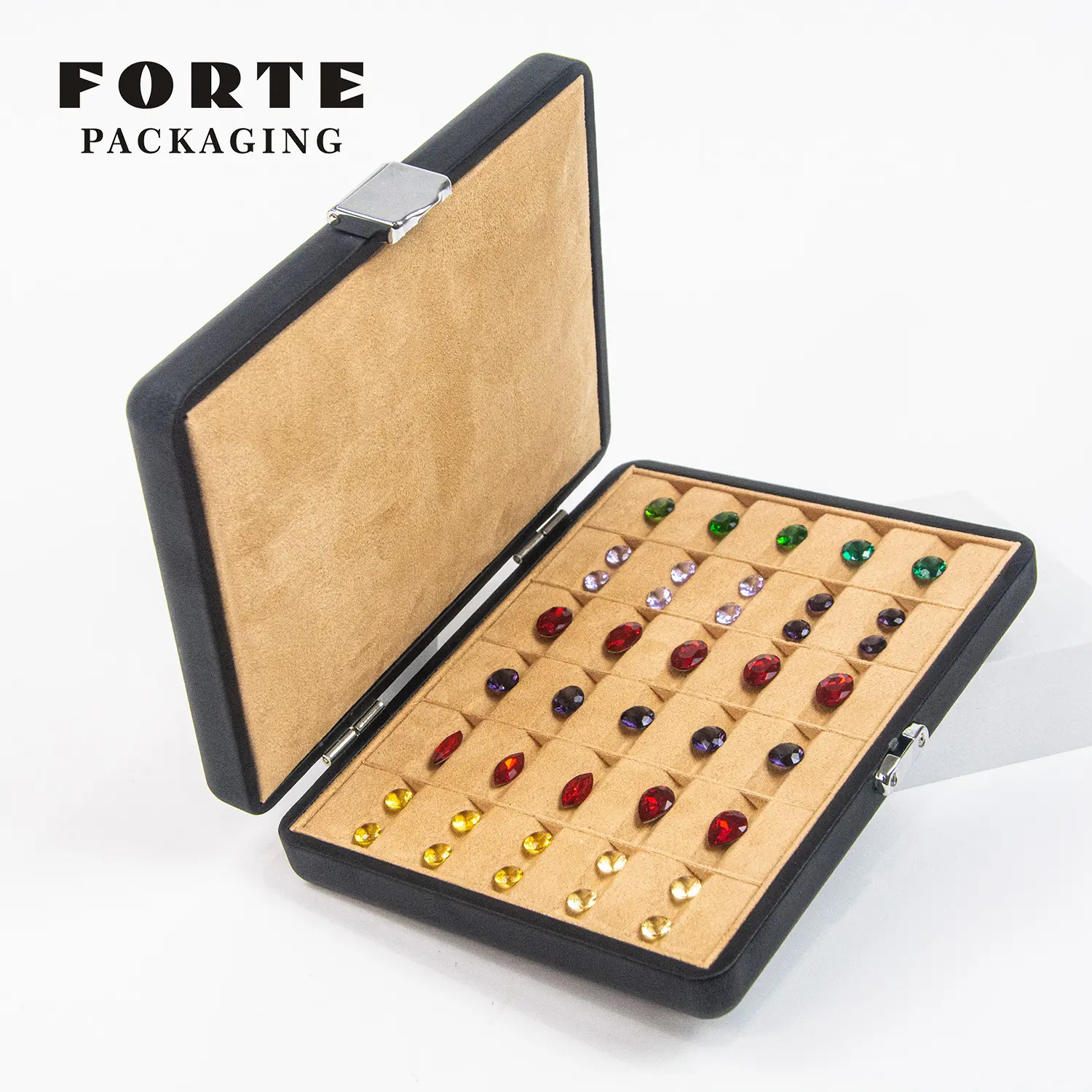 FORTE Gemstone Box Set Packaging Large Diamond Gemstone Collection Box Leather Jewelry Gem Display Box