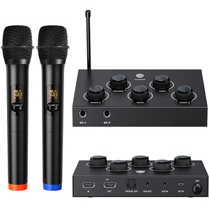 Karaoke chuyên nghiệp âm thanh hiệu ứng âm thanh kỹ thuật số Mixer UHF HD TV karaoke không dây Microphone với microfono Receiver - Product Image 3