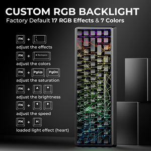 XVX M67 Jadestone Bàn Phím Cơ Khí Màu Đen Spider Web Phiên Bản 65% Không Dây QMK/Thông Qua Chơi Game Tri-Chế Độ Hot Swappable Xách Tay RGB - Product Image 4