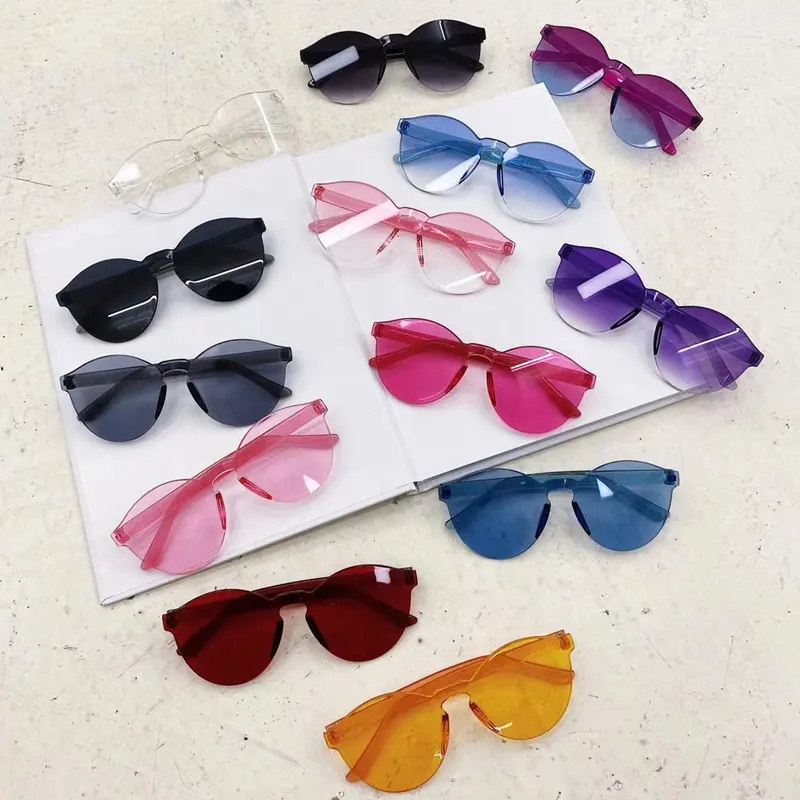 새로운 유행 아이 선글라스 저렴한 어린이 안경 소년 소녀 UV 400 보호 핑크 퍼플 옐로우 그린 블랙