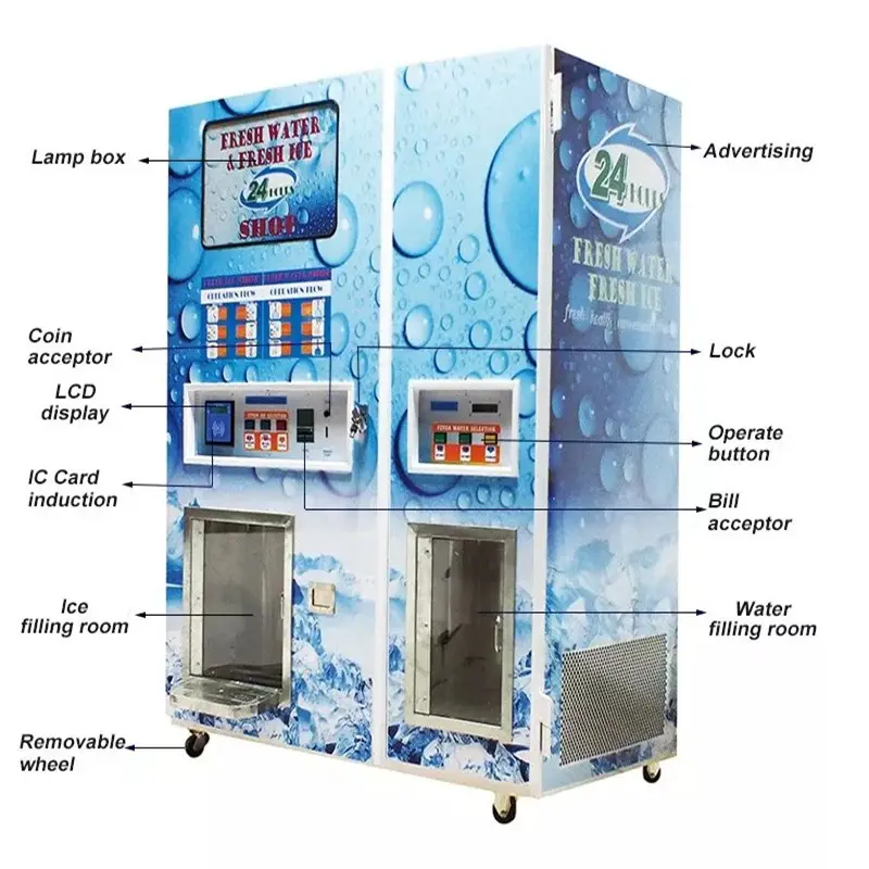 Embalagem do saco Ice Cube Vending Machine com moeda e cartão IC