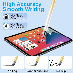 Evrensel 2-in-1 Metal Stylus kalem değiştirilebilir <span class=keywords><strong>Nib</strong></span> dokunmatik ekranlar için yüksek duyarlı pasif kapasitif yazma çizim için Apple - Product Image 6