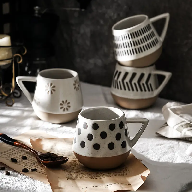 Runde Haushalt einfache nordische Keramik ins Stil handgemachte Tasse Persönlichkeit Wasser Tasse Ton Keramik Kaffeetasse