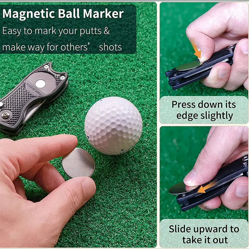 Metallic Flaschen öffner Blank Metall Edelstahl Custom Bulk Golf Divot Reparatur werkzeug Mit Ball Marker