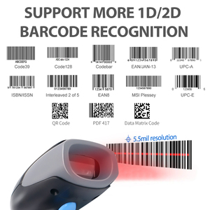 Lector de código de barras de largo alcance 2D Qr, escáner de código de barras de mano inalámbrico de 2,4 Ghz para fábrica de supermercados - Product Image 6
