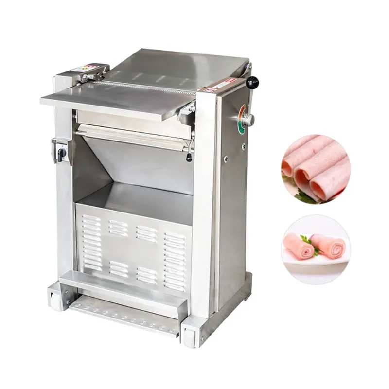 Máquina cortadora de carne de Shawarma de oveja industrial, máquina cortadora de carne fresca comercial completamente automática para Shawarma