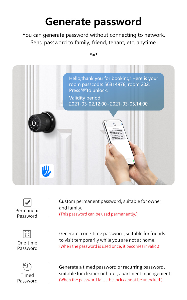 Luxury TTlock APP Digital Door Knob Rfid Card Key Digit Fingerprint Smart Lock