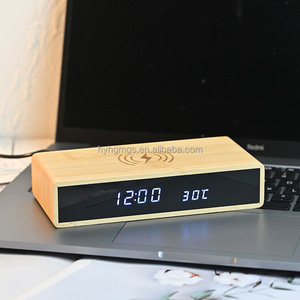 Bamboo 15Wワイヤレス急速充電LED目覚まし時計電子ミラーPd 3.0機能入力5V/2A出力10Wおよび7W - Product Image 3