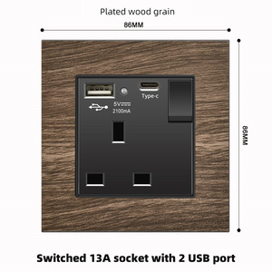 HK Macao 13A USB-разъем с быстрой зарядкой Type-C, британская стандартная квадратная деревянная пластина с тремя отверстиями - Product Image 3