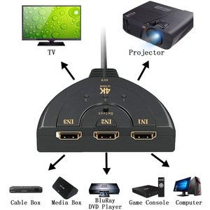 Divisor HDMI 4K de alta velocidad 3 en 1 salida Ultra HD HDMI Switcher con cable infrarrojo para uso de audio